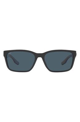 Costa Del Mar Palmas 57mm Polarized Rectangular Sunglasses in Black