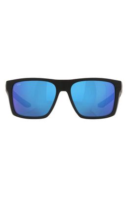 Costa Del Mar Pargo 60mm Mirrored Polarized Square Sunglasses in Matte Black