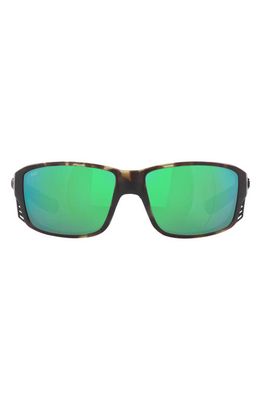 Costa Del Mar Pargo 60mm Mirrored Polarized Square Sunglasses in Matte Green 