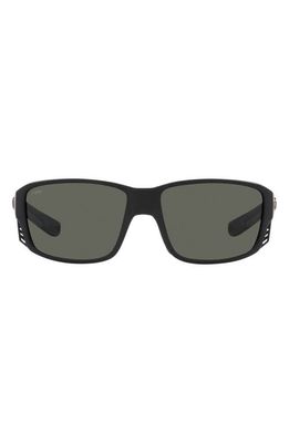 Costa Del Mar Pargo 60mm Mirrored Polarized Square Sunglasses in Matte Grey 