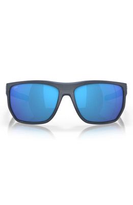 Costa Del Mar Santiago 63mm Oversize Polarized Rectangular Sunglasses in Blue Mirror