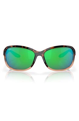 Costa Del Mar Seadrift 60mm Polarized Square Sunglasses in Green Tort