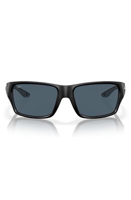 Costa Del Mar Tailfin 60mm Polarized Rectangular Sunglasses in Black Grey 