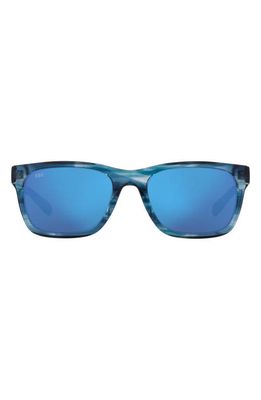 Costa Del Mar Tybee 55mm Mirrored Polarized Rectangle Sunglasses in Blue Mirror