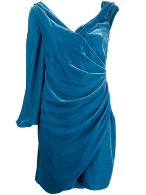 Costarellos Almodine draped velvet minidress - Blue