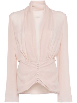 Costarellos buttoned silk blouse - Pink
