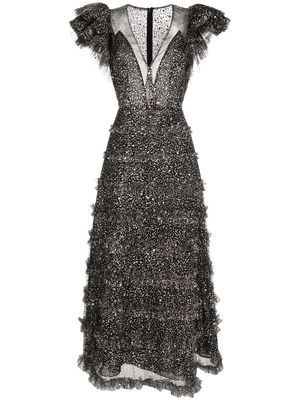 Costarellos embellished glitter tiered dress - Black