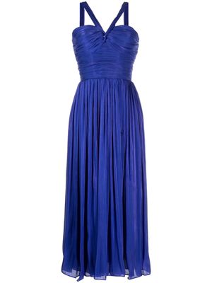 Costarellos halterneck pleated dress - Blue