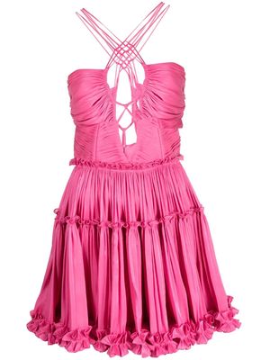 Costarellos pleated cut-out dress - Pink