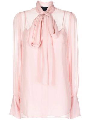 Costarellos pussy-bow silk blouse - Pink