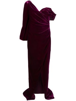 Costarellos Rubina draped velvet gown - Purple