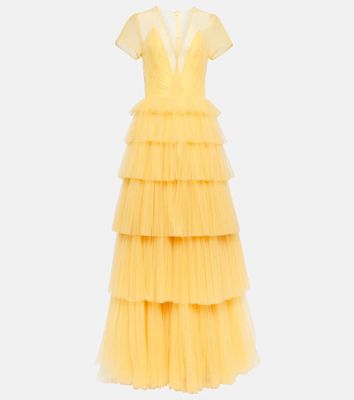 Costarellos Ruffled tulle gown