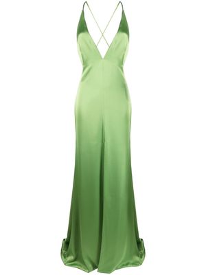 Costarellos satin maxi gown - Green