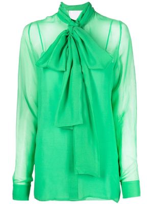 Costarellos silk pussy-bow blouse - Green