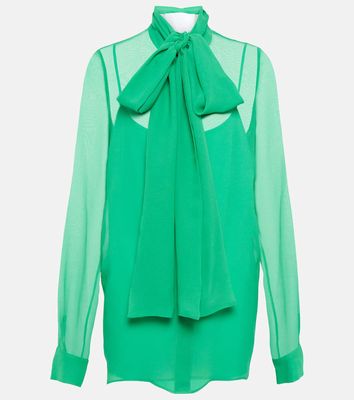 Costarellos Sloane tie-neck silk blouse