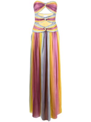 Costarellos strapless rainbow-print dress - Purple