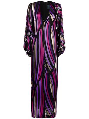 Costarellos Willow stripe-print gown - Black