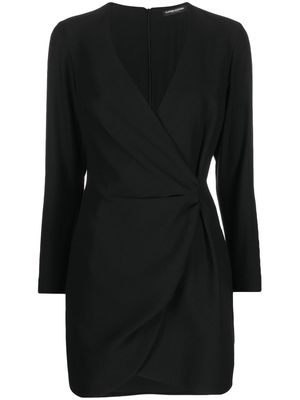 costume national contemporary draped v-neck mini dress - Black