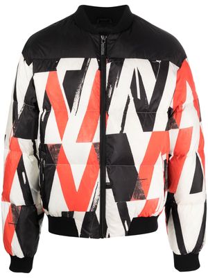 costume national contemporary geometric-print panelled padded jacket - Black