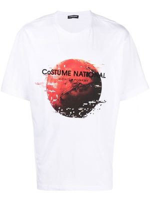 costume national contemporary graphic-print logo-embroidered T-shirt - White