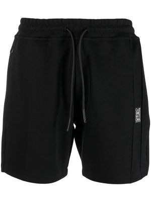 costume national contemporary logo-patch cotton track shorts - Black