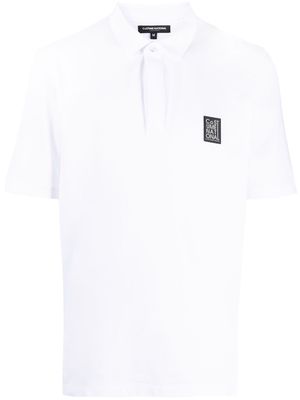 costume national contemporary logo-patch piqué polo shirt - White