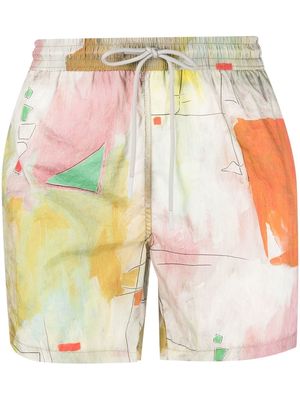 Costumein abstract-pattern print swim shorts - Neutrals