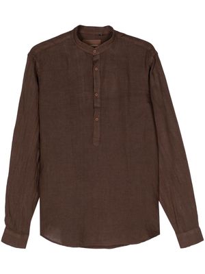 Costumein band-collar linen shirt - Brown