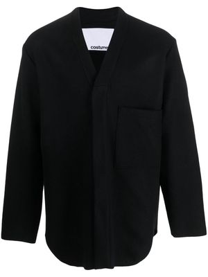 Costumein collarless long-sleeve shirt jacket - Black
