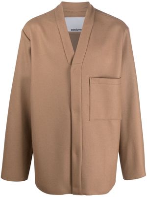 Costumein collarless long-sleeve shirt jacket - Brown