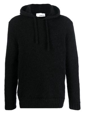 Costumein fine-knit drawstring hooded jumper - Black