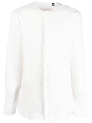 Costumein frayed-detail collarless shirt - White