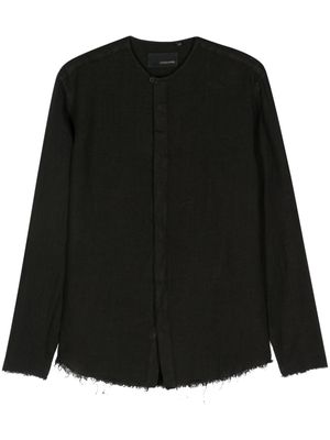 Costumein frayed-detail linen shirt - Black