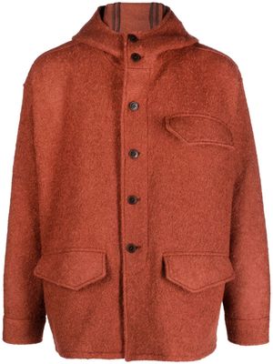 Costumein hooded knitted single-breasted coat - Orange