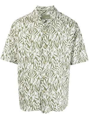 Costumein leaf-print short-sleeve cotton shirt - Green