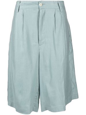 Costumein linen-textured bermuda shorts - Blue