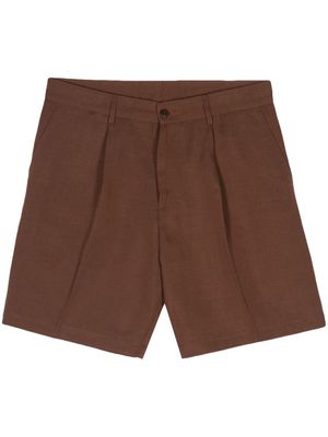 Costumein pleated slub bermuda shorts - Brown