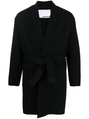 Costumein single-breasted belted coat - Black