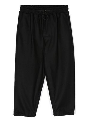 Costumein tapered drawstring wool-blend trousers - Black