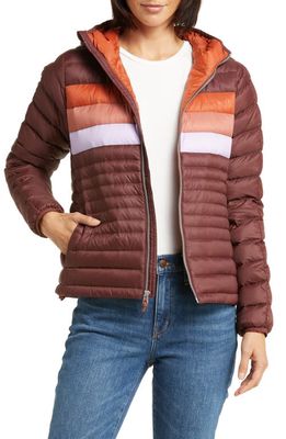 Cotopaxi Fuego 800 Fill Power Down Hooded Jacket in Chestnut Stripes