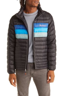 Cotopaxi Fuego 800 Fill Power Down Jacket in Black & Pacific Stripes