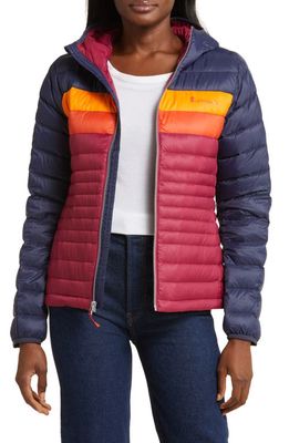 Cotopaxi Fuego Water Resistant 800 Fill Power Down Jacket in Maritime/Raspberry