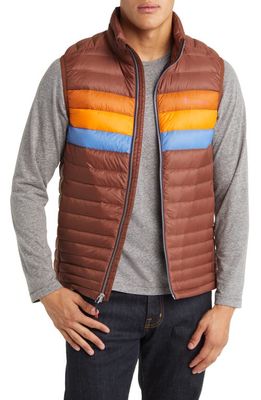 Cotopaxi Fuego Water Resistant 800 Fill Power Down Vest in Acorn Stripes