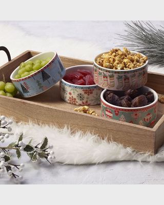 Cottage Christmas Assorted Snack Bowls, Set of 4