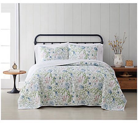 Cottage Classics Field Floral 3-Piece Full/Quee n Quilt Set