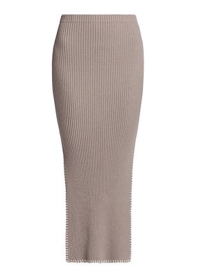 Cotton & Cashmere Rib-Knit Skirt