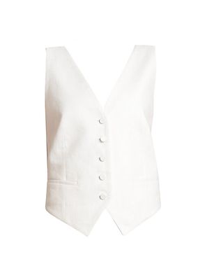 Cotton & Linen-Blend Cowl-Back Vest