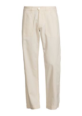 Cotton-Blend Flat-Front Pants