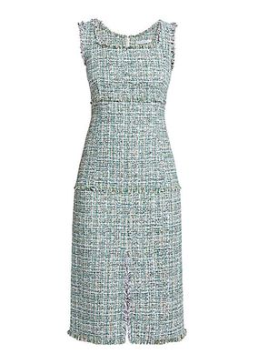 Cotton-Blend Tweed Sheath Dress