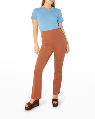 Cotton-Blend Twill Flared Pants